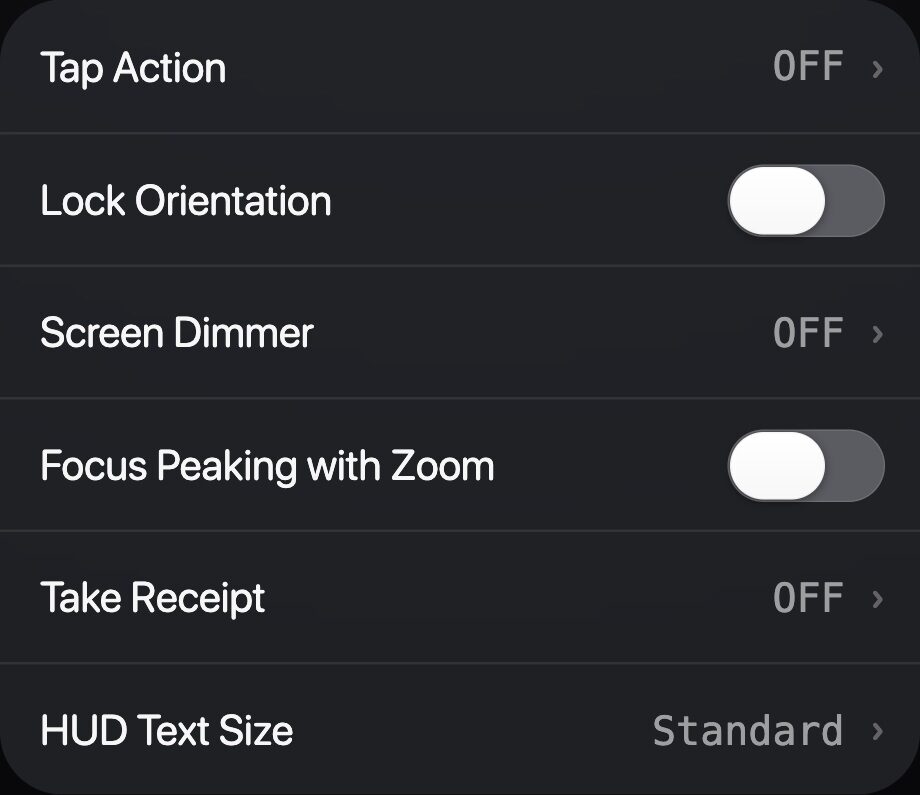 The INTERFACE SETTINGS section.