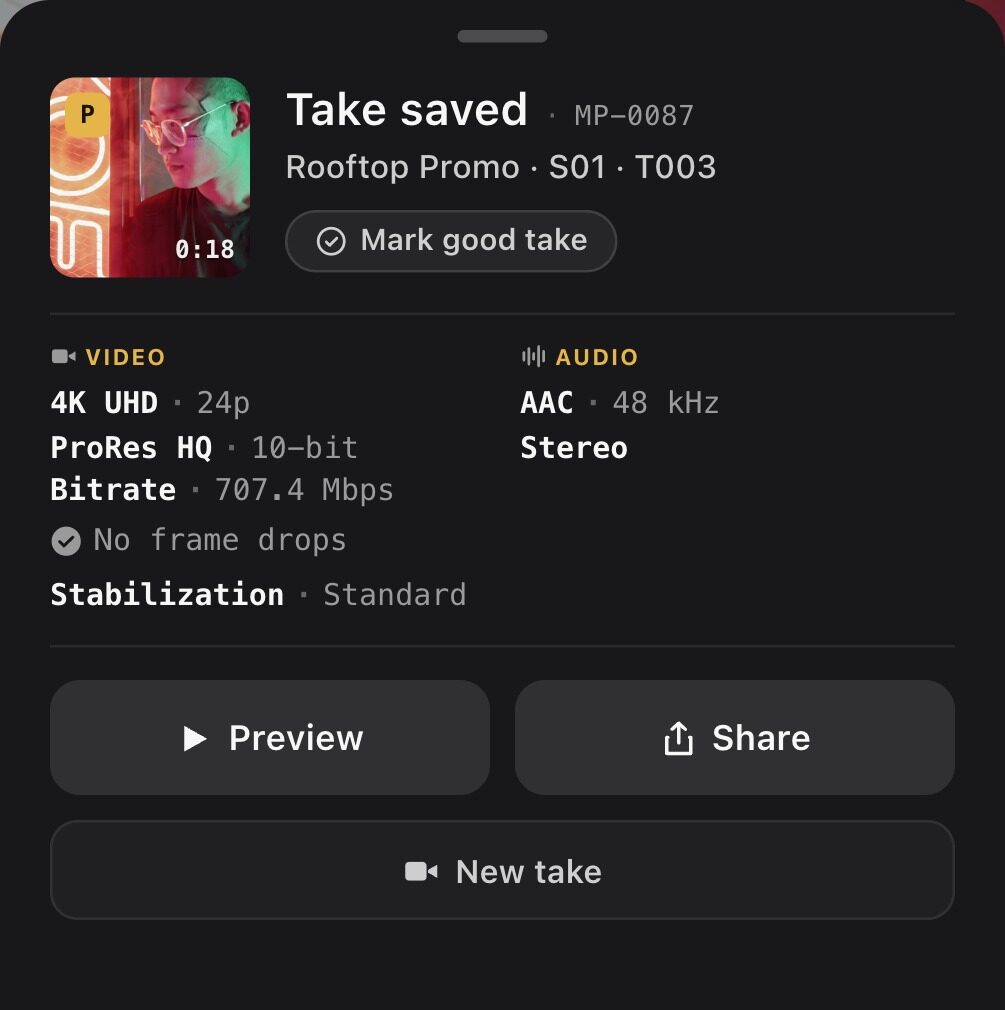 A full receipt with the saved format and actions.
